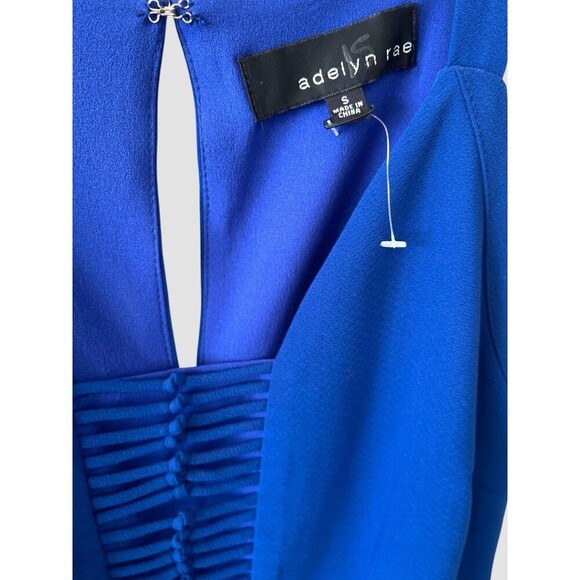 Adelyn Rae Straight Leg Jumpsuit Sz SM Cobalt Blue Cocktail Knot Front V Neck - Picture 6 of 9